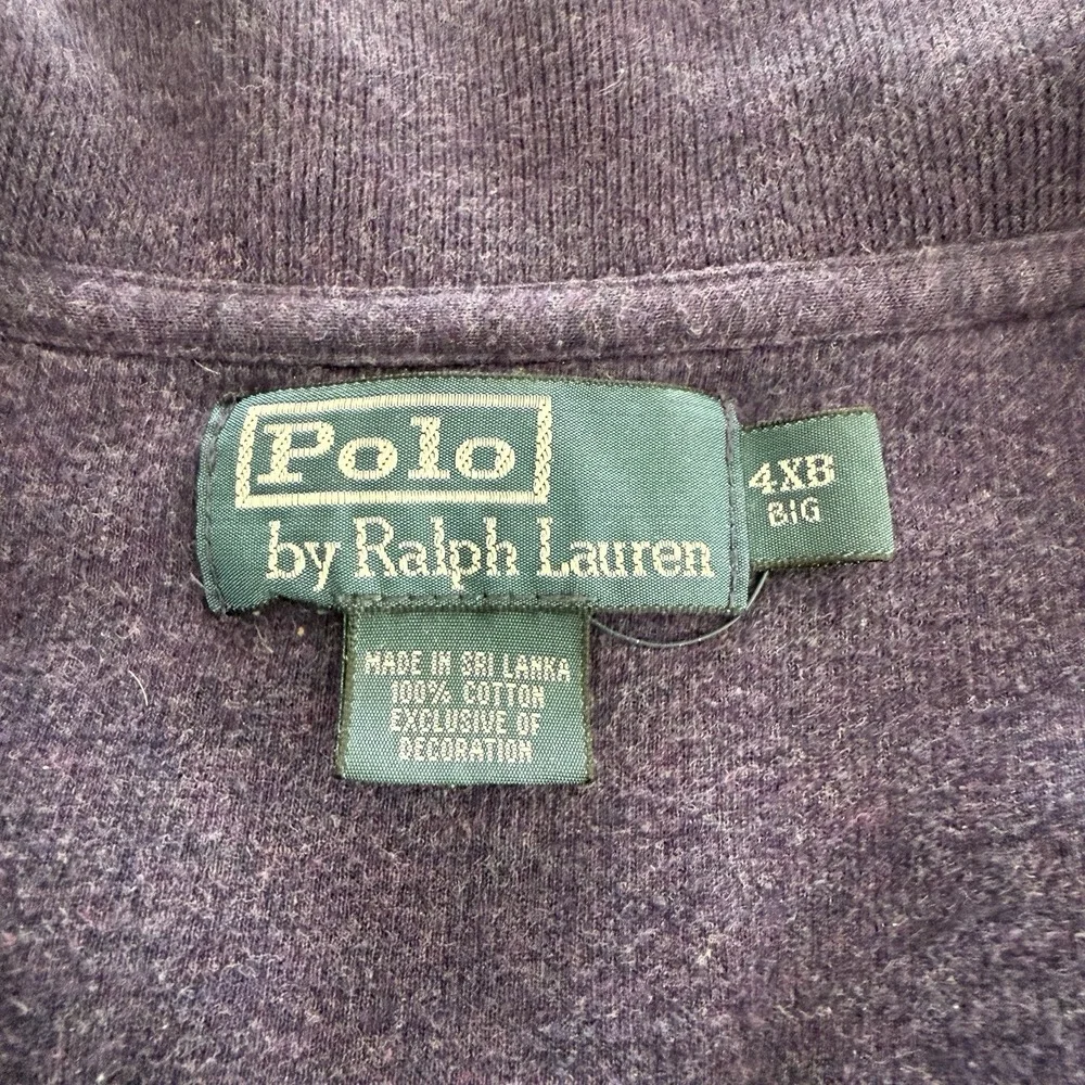 Polo Ralph Lauren Sweater Mens 4XB Big Purple Quarter Zip 100% Cotton Green Pony